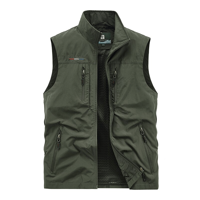 Men's Quick-Dry Slim Waistcoat SF1161 in nylon with multi-pockets and stand collar, perfect for casual style and all-day comfort.